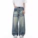 Men's Clothing Light Blue Flared Jeans For Men Autumn Trendy Brand Loose Washed Pants High Street Straight Scimitar Pants_mkmklike.com