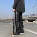 Men's Distressed Zip-Up Denim Jeans - High Street Ins Style Black Ripped Jeans With Raw Hem & Casual Loose Fit_mkmklike.com