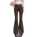 ELLE 2025 Autumn Winter New High Waist Stretch Jeans For Women With American Retro Leopard Print Design And Slim Fit Flared_mkmklike.com