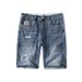Summer Hand-ground Ripped Jeans Men's American Street Elastic Retro Five-point Jeans Men's Fat Short Pants_mkmklike.com