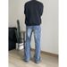 Men's Clothing Retro Light Blue Washed Distressed Vintage Style Flared Cleanfit Jeans For Men_mkmklike.com