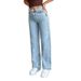Women's plus Size Straight Leg Jeans Trendy Wide Leg Floor Length Loose Trousers New Style Casual Denim_mkmklike.com