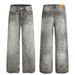 Retro Style Men's Jeans FX085 High Street American Feel Washed Gray Splatter Paint Distressed Design_mkmklike.com