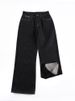 Men's Clothing & Archer0603 & Fleece Lined Thick Retro Raw Denim Black Jeans Wide Straight Leg Pants Loose, Versatile, Colorfast_mkmklike.com