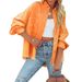 Distressed Denim Jacket For Women - Vintage Washed Long Sleeve Oversized Denim Coat With Frayed Details, Casual Streetwear_mkmklike.com
