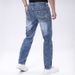 Men's Embroidered Slim-Fit Jeans – Stretch Denim Pants With Intricate Stitching (S-2XL, Mid-Rise, Washed Blue)_mkmklike.com