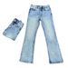 "Ice Blue Marble Wash Distressed Flared Jeans For Men – Vintage Snowflake Pattern & Comfort Fit, Versatile Casual & Commuting Trousers_mkmklike.com