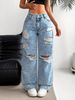 Straight Loose And Versatile Wide-leg Trousers Washed Jeans_mkmklike.com
