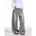 Women's Clothing Retro Star Patterned Jeans Slimming Loose Fit Wide Leg Pants Versatile Hot Girl Style_mkmklike.com
