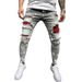 Popular Men's Ripped Three-Color Jeans Patch Elastic Small Foot Jeans Men_mkmklike.com
