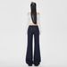 ELLE American Style Spicy Girl Dark Blue High Waist Flared Jeans For Women Autumn Slim Fit Slimming Non-Leg-Hugging_mkmklike.com