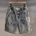 Men's Heavyweight Workwear Denim Shorts Summer Thin Loose Fit American High Street Style Trendy Versatile Mid-Length Five Point_mkmklike.com