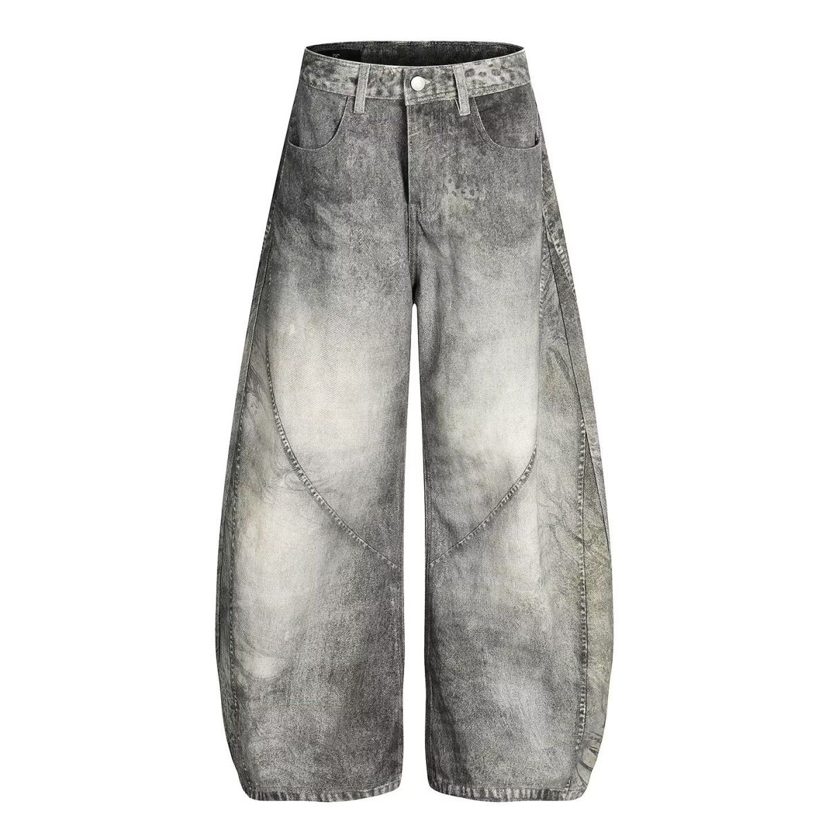 Streetwear Letter Print Jeans For Men – Oversized Hip-Hop Denim Pants With Graffiti-Inspired Design & Washed Effect (S-3XL, Smoky Grey)_mkmklike.com
