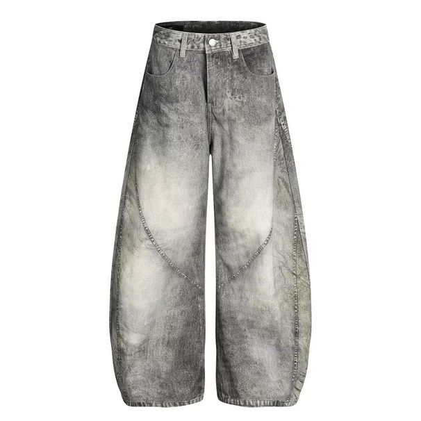 Streetwear Letter Print Jeans For Men – Oversized Hip-Hop Denim Pants With Graffiti-Inspired Design & Washed Effect (S-3XL, Smoky Grey)_mkmklike.com