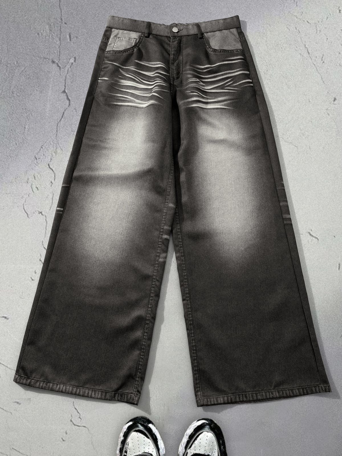 Vintage Washed Straight-Leg Jeans – 90s Grunge Revival (XS-XL, Non-Stretch Denim, Raw Hem, Distressed Detailing, High-Rise Unisex Fit)_mkmklike.com