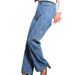 Women's Slim Fit Jacquard Wide Leg Jeans Fashionable Casual Elegant Long Denim Pants_mkmklike.com