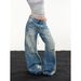Retro Washed Distressed Jeans Loose Straight Leg Slimming Wide Leg Floor Length Trousers for Men And Women Autumn Style_mkmklike.com