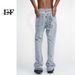EF Denim | 2023 New Korean Version Non-elastic Trousers Men's Slit Straight Jeans Retro Casual Pants_mkmklike.com