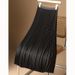 Women's ClothingSolid color pleated skirt mid-length, over-the-knee, high-waisted A-line skirt_mkmklike.com