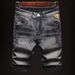 Men's Textured Black Casual Shorts Loose Fit Wrinkle Design 5 Inch Inseam Straight Leg Summer Short Pants_mkmklike.com