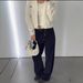 CE Corduroy Navy Blue Women's Jeans High Waist Fashionable Loose Slimming Wide Straight Pants 2026 Spring New Style_mkmklike.com