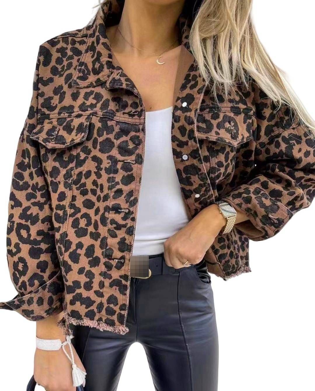 Women's Clothing Fashionable Leopard Print Cotton Shirt - Relaxed Fit Long Sleeve Casual Blouse For Women (S/M/L/XL)_mkmklike.com