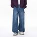 Straight Leg Lumberjack Jeans – Distressed Washed Ink Denim Pants In Blue (S-XL) – American Street Style Casual Jeans For Men_mkmklike.com