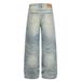 Unisex High Street Wide-Leg Bootcut Denim Pants Distressed Starlight Embroidered Jeans 92.8% Cotton Blue S-XL_mkmklike.com