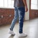 Men's Slim Straight Leg Denim Trousers High Street Retro Style Tie Dye Washed Meikeduo Shein Lightning Pattern_mkmklike.com