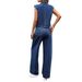 Washed Denim Button-Down Shirt & Straight-Leg Pants Set For Women – Comfortable & Stylish Two-Piece Outfit_mkmklike.com
