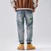 New Retro Workwear Yellow Mud Jeans Loose Straight Leg Men's American High Street Wide Leg Pants_mkmklike.com