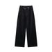Women's Clothing High Waist Wide Leg Jeans - Double Button Front Streetwear Denim Pants In Blue/Black/Gray_mkmklike.com