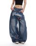 American Retro High Street Star Embroidered Jeans For Women Summer New Loose Casual Scimitar Women's Floor-Length Pants_mkmklike.com
