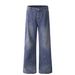 Vintage Washed Denim Jeans For Men – Distressed Paint Splatter Retro Straight Leg Pants (Blue, S-3XL, Relaxed Fit)_mkmklike.com