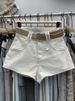 Women's High-Waisted Slimming Denim Shorts Solid Color Simple Stylish Versatile Summer 2026 A-Line Hot Pants_mkmklike.com