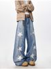 Vintage Paint-Splattered Star Jeans – Distressed Streetwear Straight-Leg Pants For Men (S-XXXL)_mkmklike.com