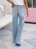 Light Blue High-Waisted Flared Jeans For Women - Stretch Polyester Comfort Fit (Long/Short/Regular Length, Plus Size Friendly)_mkmklike.com