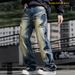 Men's Vintage Oversized Jeans – High Street Distressed Denim With Raw Hem & Baggy Fit_mkmklike.com