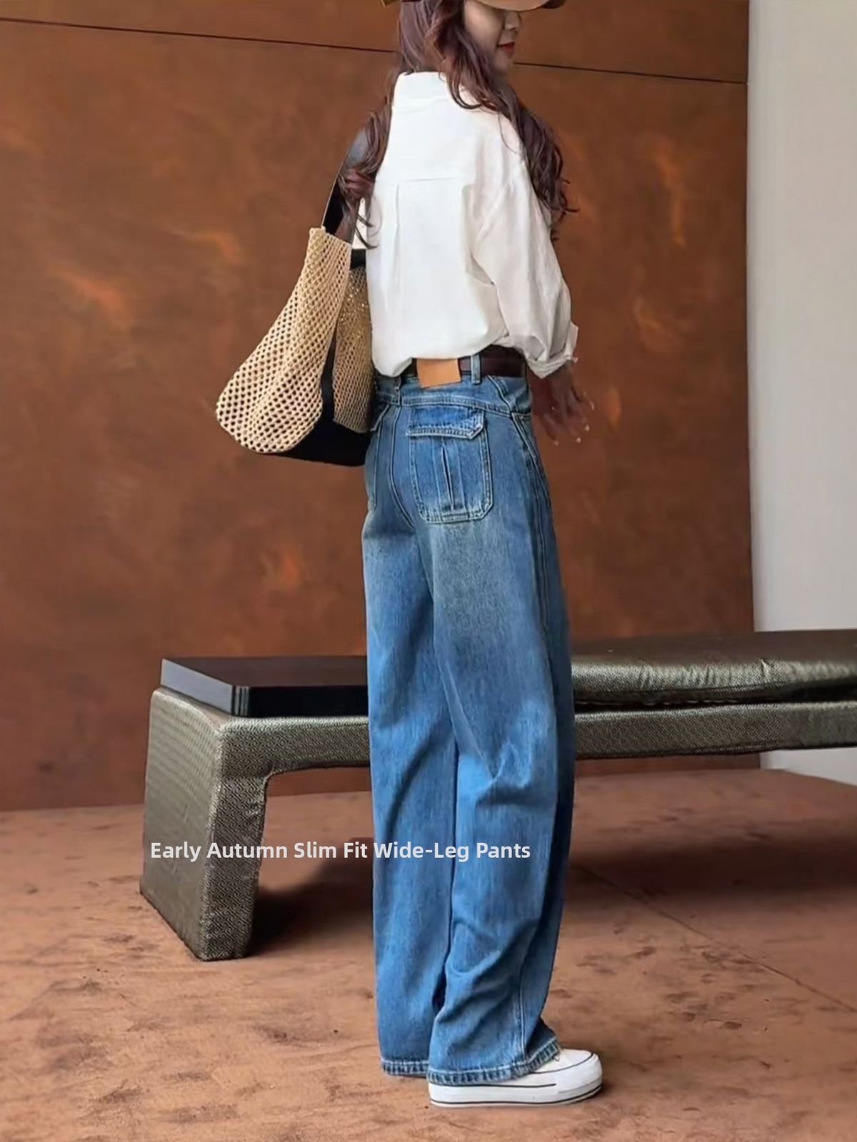 High-Waisted Flared Jeans For Women – Retro Blue Wide-Leg Trousers With Curved Hem, Pear-Shape Friendly (S-Xxl)_mkmklike.com