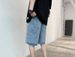 LKTM Men's Trendy Denim Shorts Summer New Elastic Waist Light Color Loose Straight Leg Five Point Archer0603_mkmklike.com