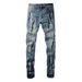 American High Street Men's Graffiti Jeans Men's Slim-fitting Pants Men's Ink-splashing Jeans Men's Elastic Trousers 6907_mkmklike.com