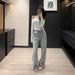 Women's Clothing Light Colored Jacquard Straight Jeans For Spring New High Waist Versatile Loose Wide Leg Pants_mkmklike.com