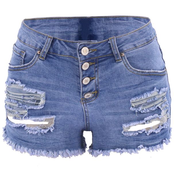 Women's Clothing Shorts New Arrivals Slim Washed Women's Denim Ripped Shorts_mkmklike.com