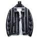 Loom Autumn Black White Striped Denim Youth Trendy Brand Style Loose Streetwear Cool Jacket For Men European And American_mkmklike.com