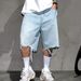 Men's Distressed Denim Shorts Casual Ripped Five-Pocket Cargo Relaxed Fit_mkmklike.com