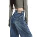 Trendy Girl Closet 2025 Autumn New Style Dark Color Distinctive Back Pocket High Waist Scimitar Wide Leg Jeans For Women Slimming Straight_mkmklike.com