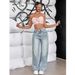 Women's American Straight Leg Jeans - Oversized High Waist Wide Leg Trousers For Summer_mkmklike.com