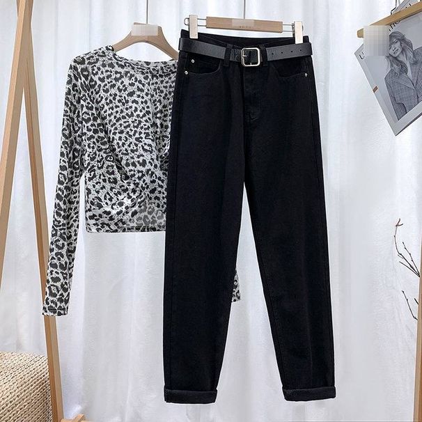 Women's High Waist Flared Jeans With Fleece Lining, Loose Fit Straight Leg, Slimming & Warm, Petite & Plus Size, Nine-Length, Retro Dad Pants_mkmklike.com
