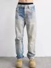 Men's High Street Distressed Blue Washed Straight Leg Jeans - Classic Denim Pants For Casual & Urban Style_mkmklike.com