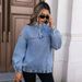 Women's Distressed Denim Jacket Relaxed Fit round Neck Zip up Casual Style for Everyday Wear_mkmklike.com